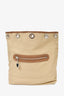 Burberry Vintage Beige Canvas Shoulder Bag with Zip Pouch