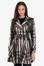 Burberry White/Black Check Nylon Trench Coat with Belt Size 4 US