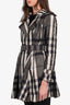 Burberry White/Black Check Nylon Trench Coat with Belt Size 4 US