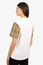 Burberry White Check Sleeve T-Shirt Size S