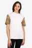 Burberry White Check Sleeve T-Shirt Size S