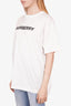 Burberry White Logo Print Crew Neck T-Shirt Size S