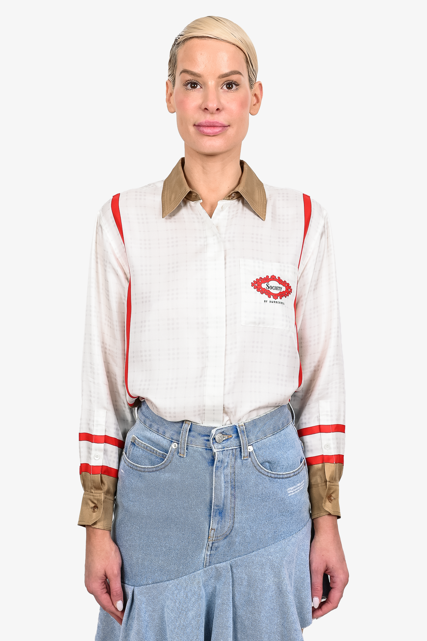 Burberry button up sales skirt