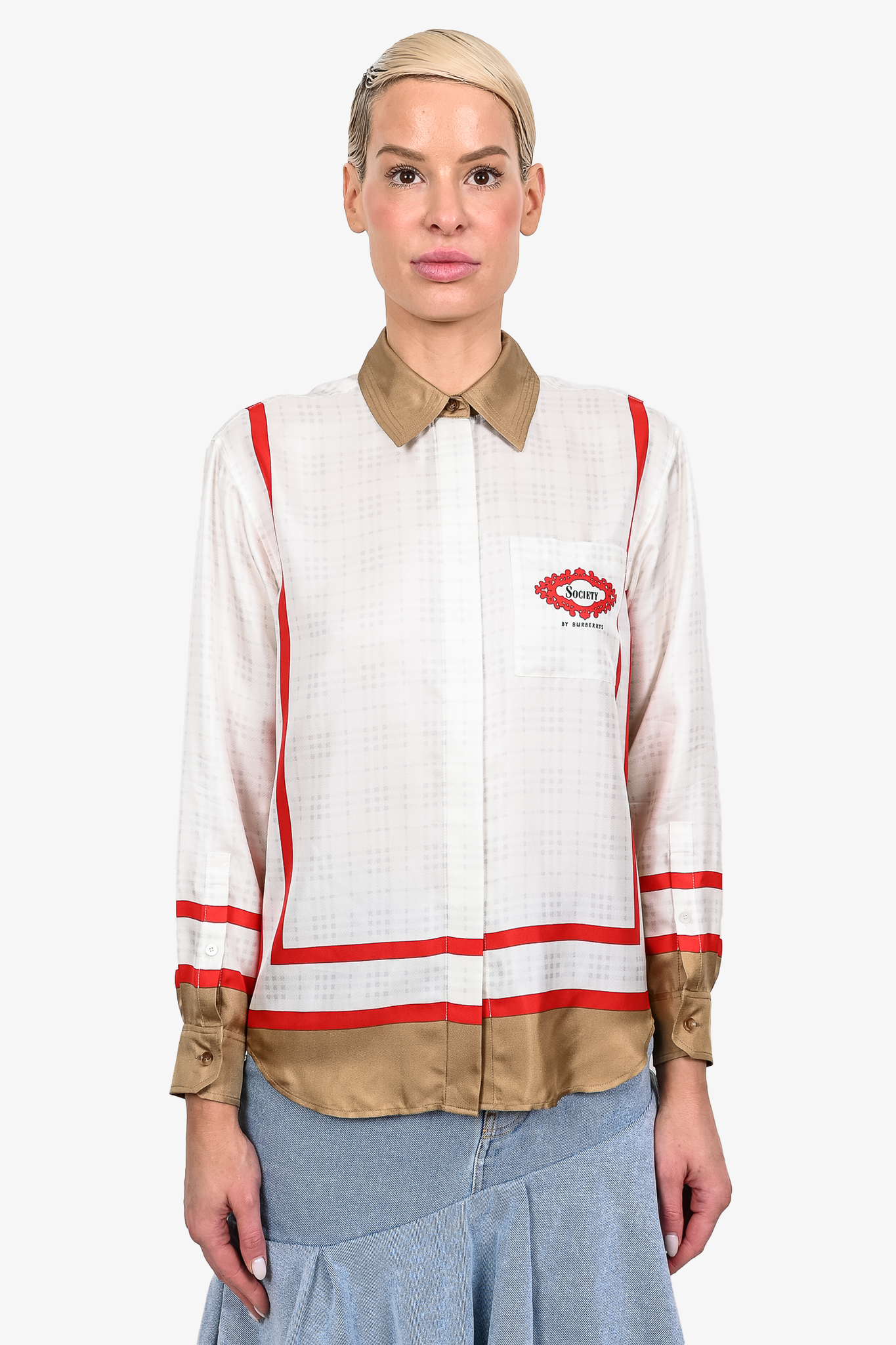 Burberry button up white sales