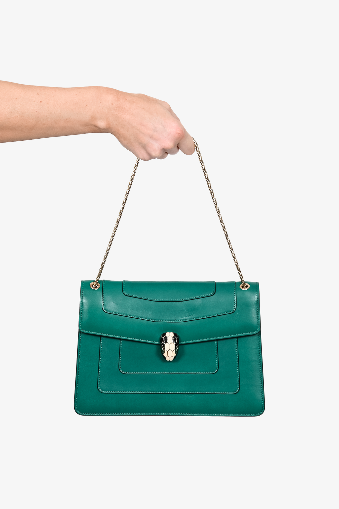 Serpenti leather handbag Bvlgari Green in Leather - 26478621