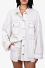 By DYLN White Denim Oversized Jacket with Blue Stitching + Mini Skirt Set Size XS