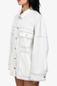 By DYLN White Denim Oversized Jacket with Blue Stitching + Mini Skirt Set Size XS