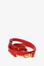 By Far Red Croc Embossed Leather Mini Top Handle Bag with Strap