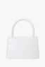 By Far White Croc Embossed Mini Top Handle with Strap