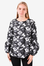 Calvin Klein Black/White Printed Balloon Sleeve Blouse Size S