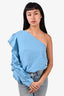 Cami NYC Blue Eyelet Trim One Sleeve Top Size S