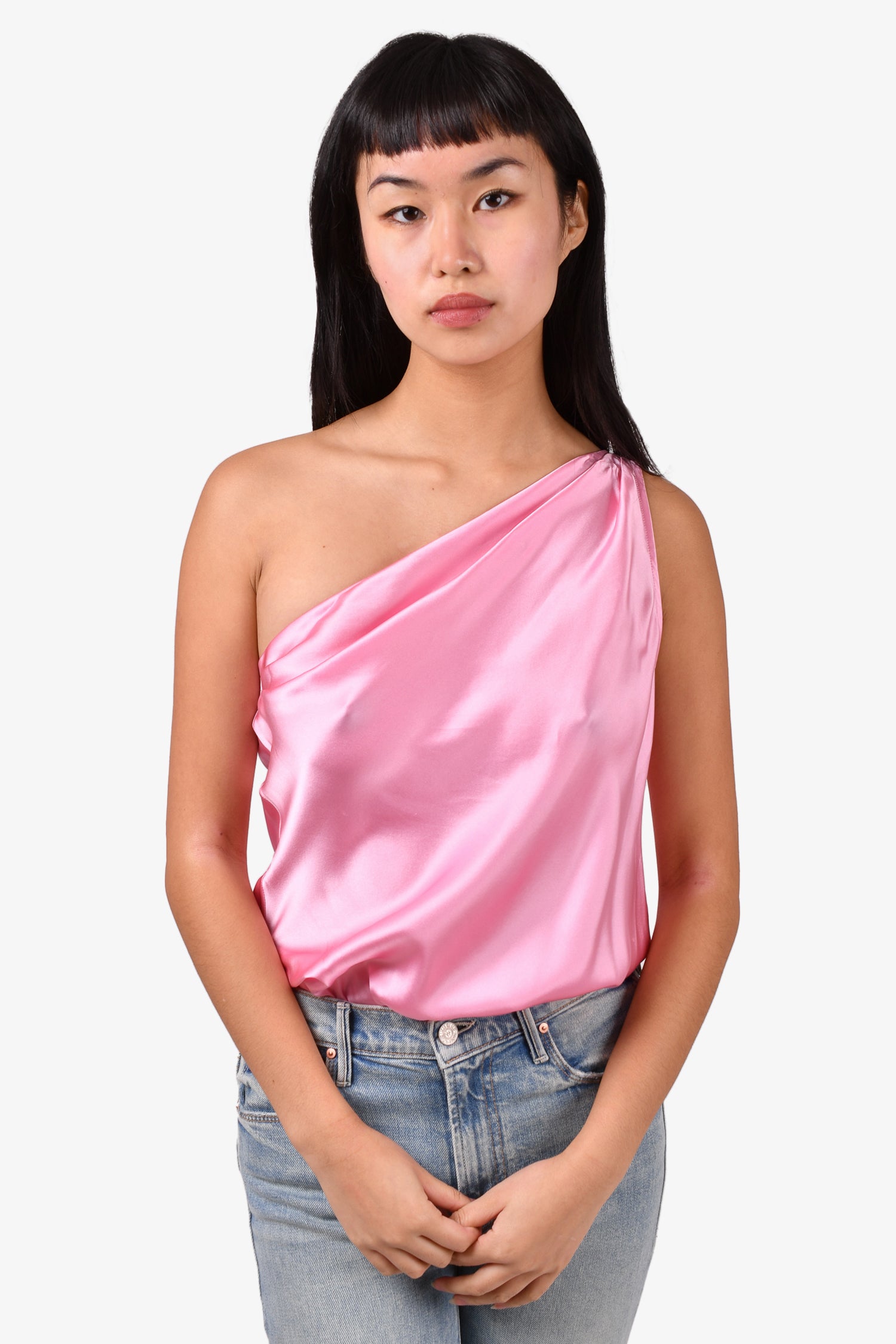 Cami NYC Pink Silk One Shoulder 'Darby' Bodysuit Size S – Mine & Yours