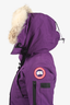Canada Goose Purple 'Montebello' Puffer Jacket with Fur Hood Size XS