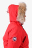 Canada Goose Red Down Fur Hood 'Chilliwack' Bomber Jacket Size L