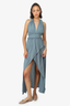 Caravana Blue Halter Dress with Leather Strings Size S