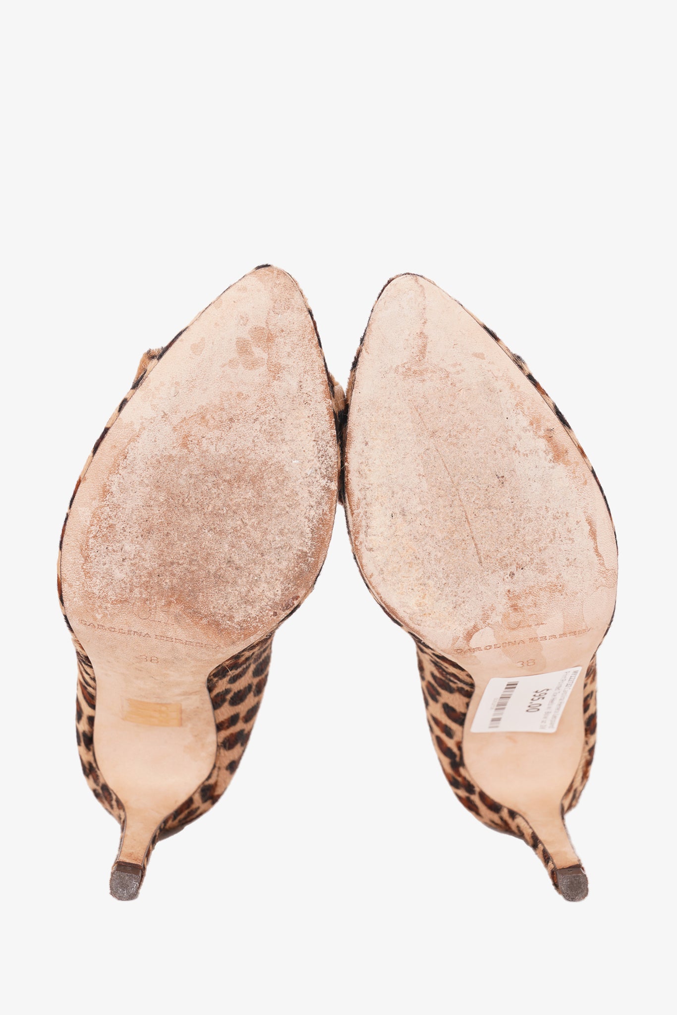Carolina Herrera Leopard Print Pointed Toe Heels with Bow Size 38