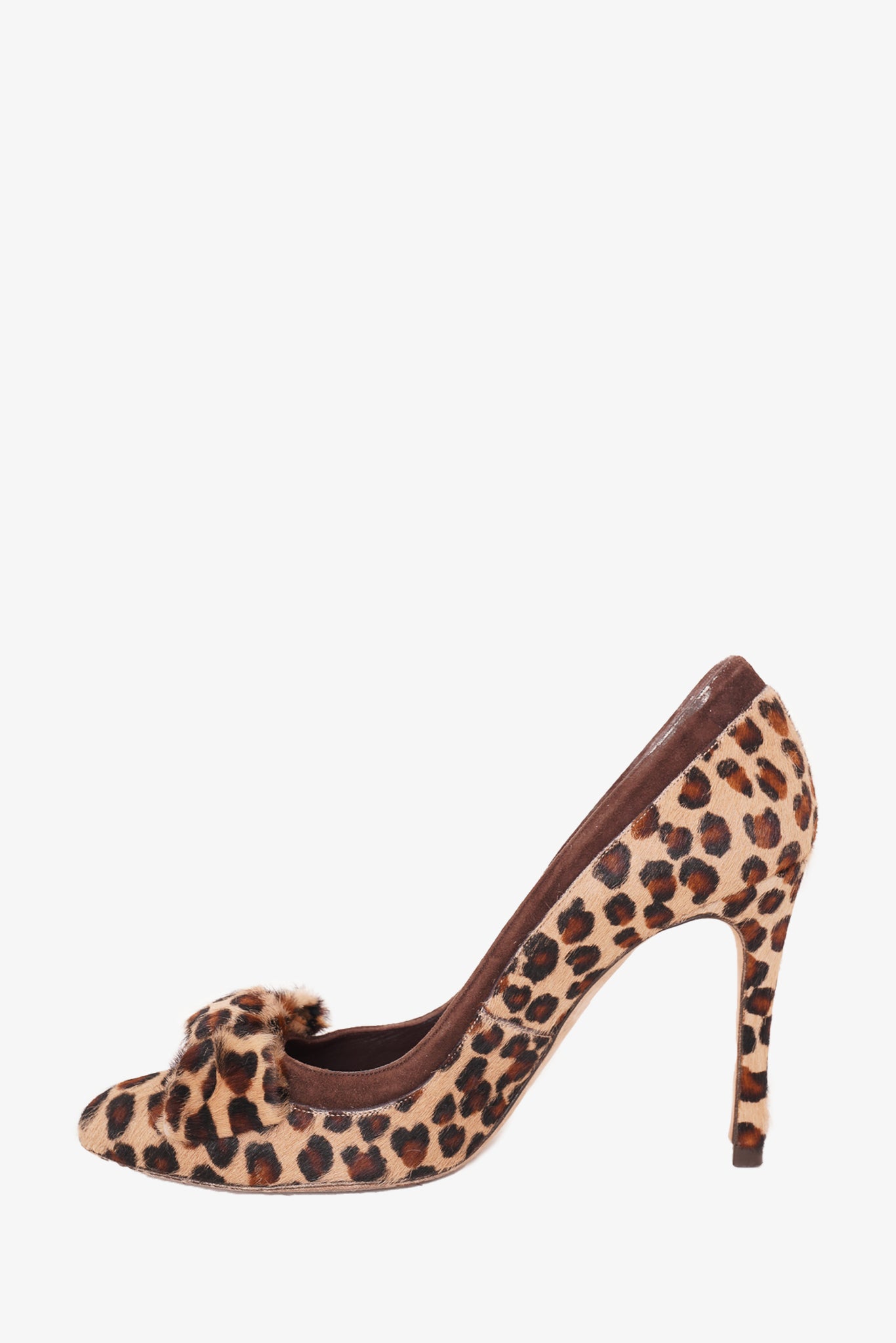 Carolina Herrera Leopard Print Pointed Toe Heels with Bow Size 38