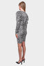 Caroline Constas Black/White Leopard Printed Satin V-Neck Dress Size S