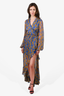 Caroline Constas Blue/Yellow Pattern Silk Dress Size M
