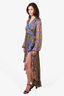 Caroline Constas Blue/Yellow Pattern Silk Dress Size M