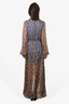 Caroline Constas Blue/Yellow Pattern Silk Dress Size M