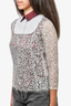 Carven White Eyelet Blouse with Collar Attachment Size 36