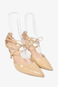 Casadei Beige Patent Strappy Pointed Toe Heels Size 41