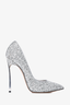 Casadei Silver Glittered Pointed Toe Heels Size 7