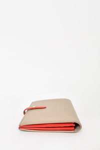 Celine Beige/Coral Leather Large Strap Wallet