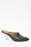 Celine Black Leather Mirror Heeled Mules Size 35