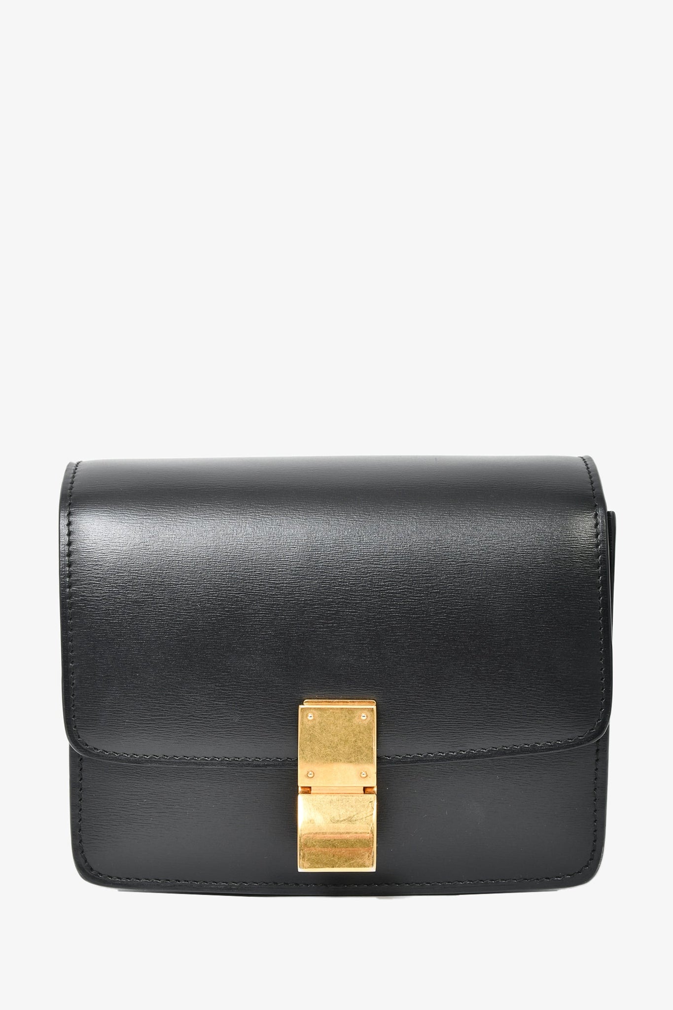 Celine Black Leather Small Box Crossbody Bag