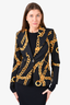 Celine Black/Yellow Chain Printed Blazer Jacket Size 36
