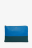 Celine Blue/Green Leather Two Tone Solo Clutch