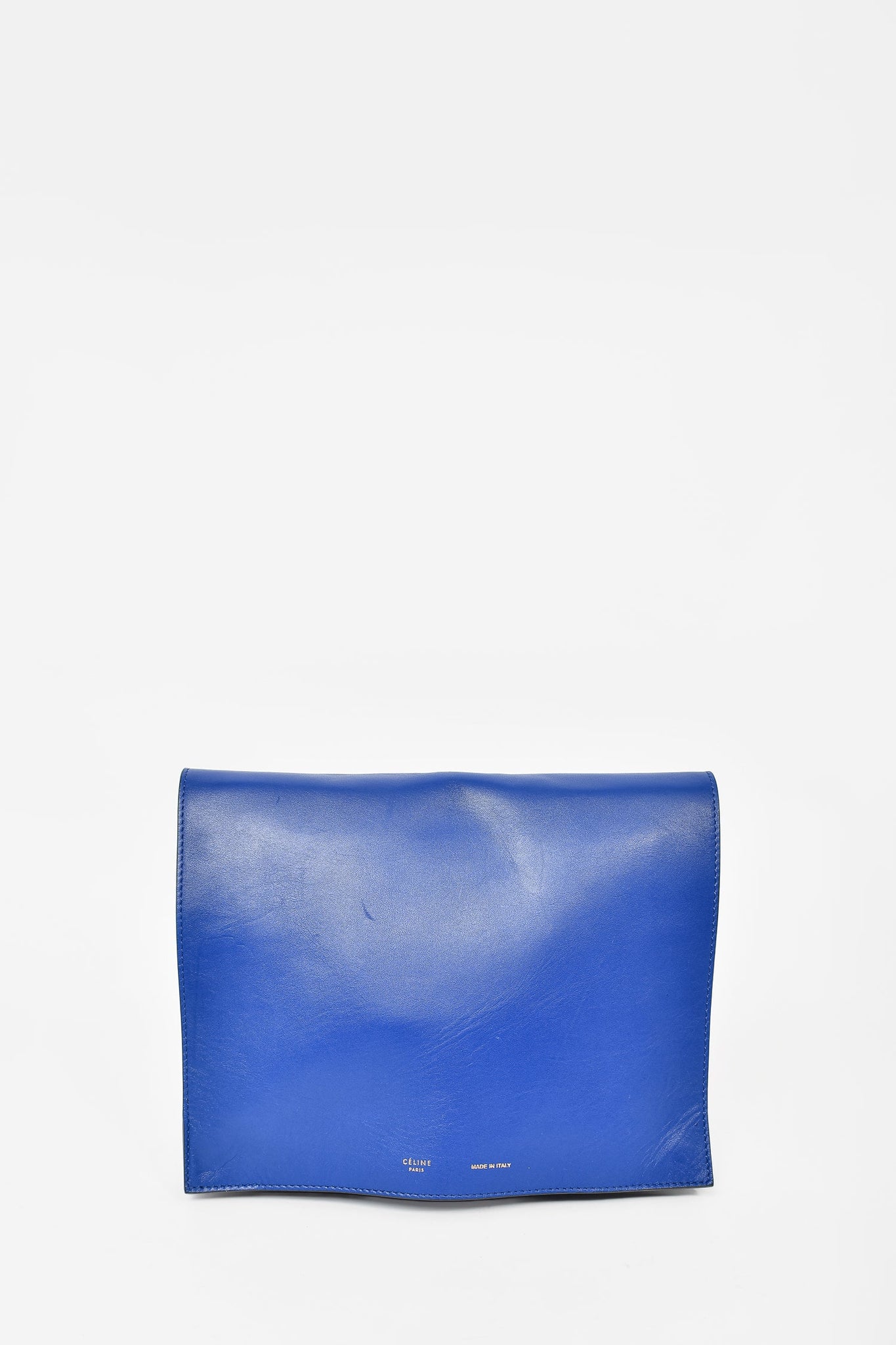 Celine Blue Leather Large Rectangle Clutch