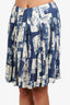 Celine Blue/White Printed Pleated Mini Skirt Size 44