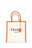 Celine Brown/Beige Canvas Vertical Cabas Logo Tote