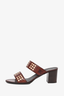 Celine Burgundy Leather Studded Block Heels Size 39