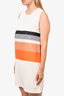 Celine Cream/Orange Striped Silk Sleeveless Shift Dress Size 38