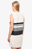Celine Cream/Orange Striped Silk Sleeveless Shift Dress sz 38
