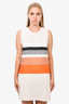Celine Cream/Orange Striped Silk Sleeveless Shift Dress sz 38