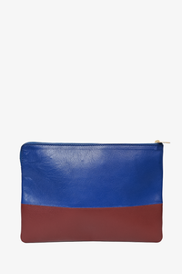 Celine Dark Blue/Brown Leather Zip Pouch