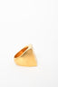 Celine Gold Toned Brass Flat 'Animals' Embossed Signet Ring sz 52