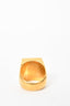 Celine Gold Toned Brass Flat 'Animals' Embossed Signet Ring sz 52