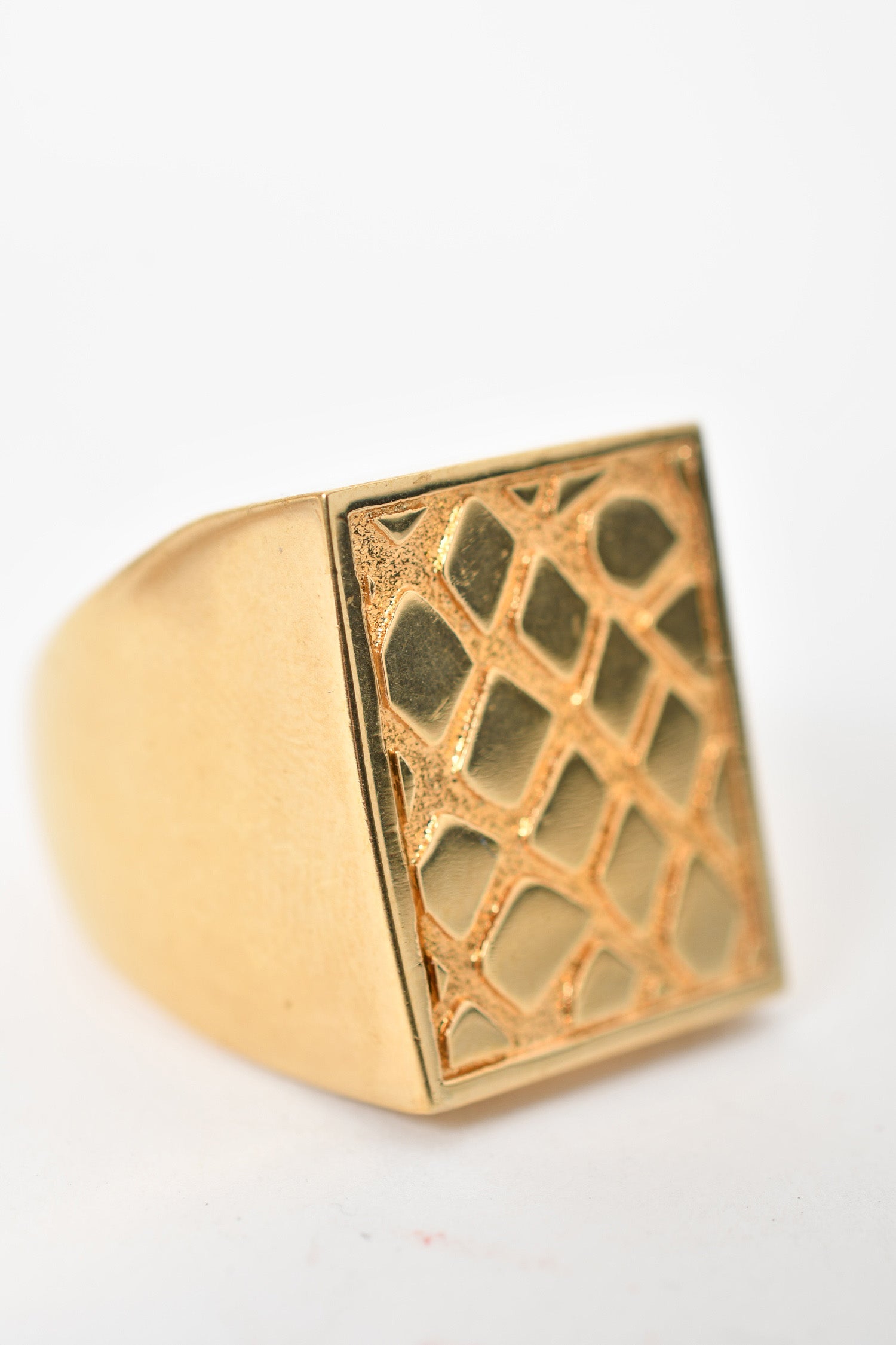 Celine Gold Toned Brass Flat 'Animals' Embossed Signet Ring Size 60 ...