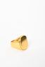 Celine Gold Toned Brass Round Signet Ring Size 56