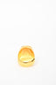 Celine Gold Toned Brass Round Signet Ring Size 56