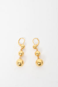 Celine Gold Toned Triple Ball Drop Earrings