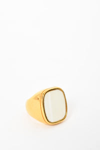 Celine Gold Vermeil/Ivory Horn Signet Ring sz 50