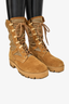 Celine Khaki Suede/Mesh Combat Boots Size 37.5