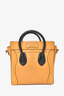 Celine Mustard Yellow/Black Leather Nano Luggage Top Handle With Strap